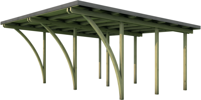 Carport in legno di pino nordico impregnato o larice realizzato da Linea Montanalegno - ILT