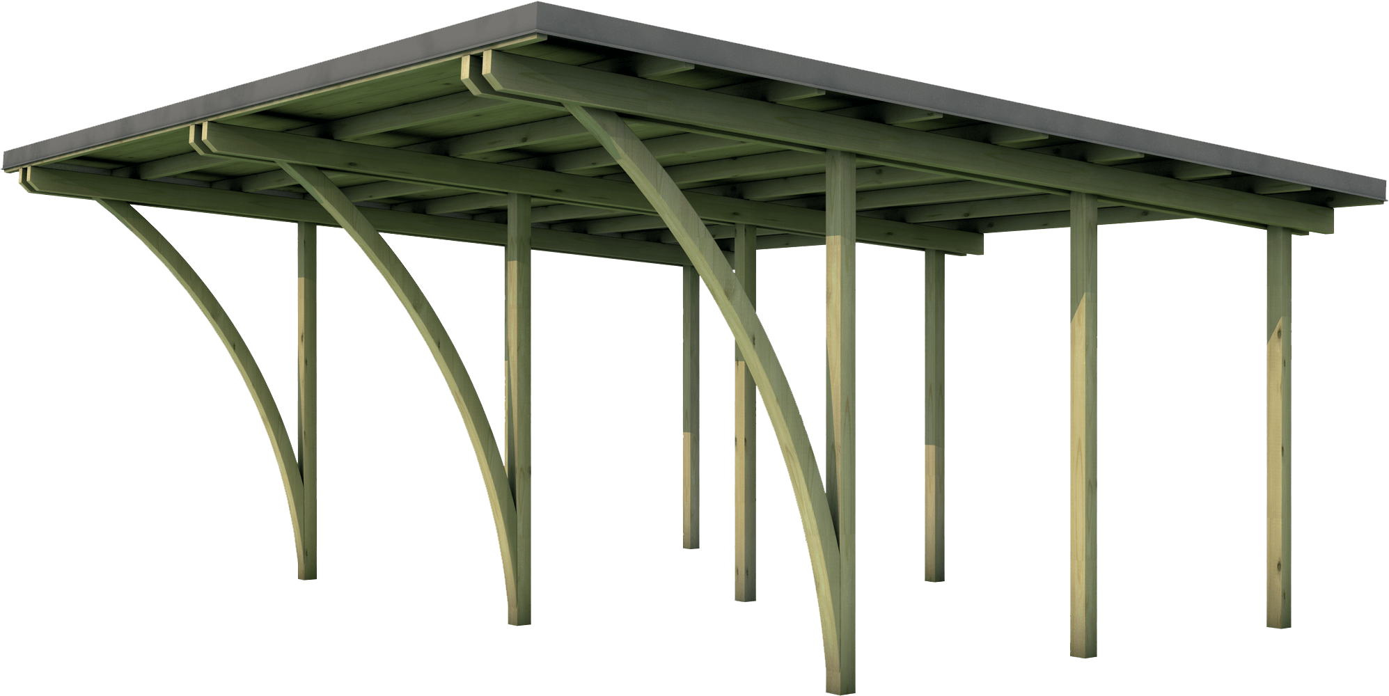 Carport in legno di pino nordico impregnato o larice realizzato da Linea Montanalegno - ILT