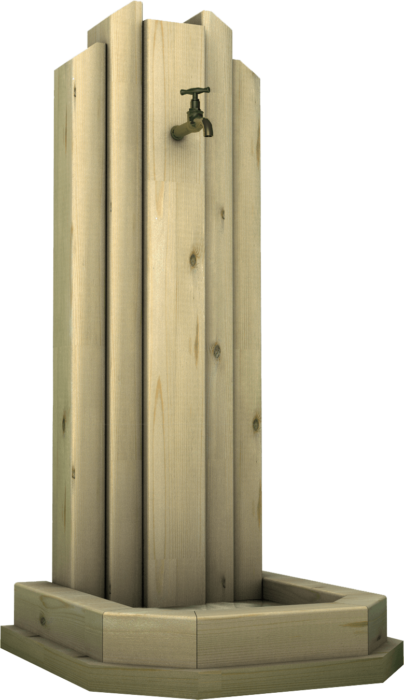 Fontana in legno di pino nordico impregnato o larice realizzato da Linea Montanalegno - ILT
