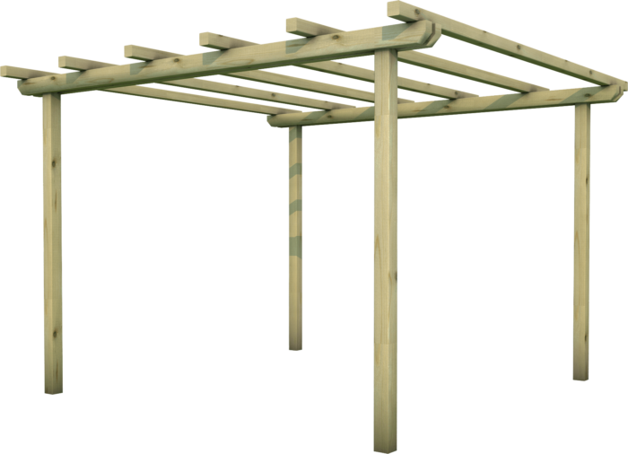 Pergola in legno di pino nordico impregnato o larice realizzata da Linea Montanalegno - ILT