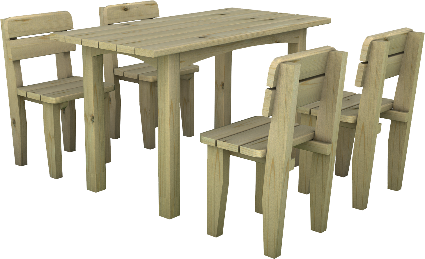 Set tavolo e sedie in legno di pino nordico impregnato realizzato da Linea Montanalegno - ILT