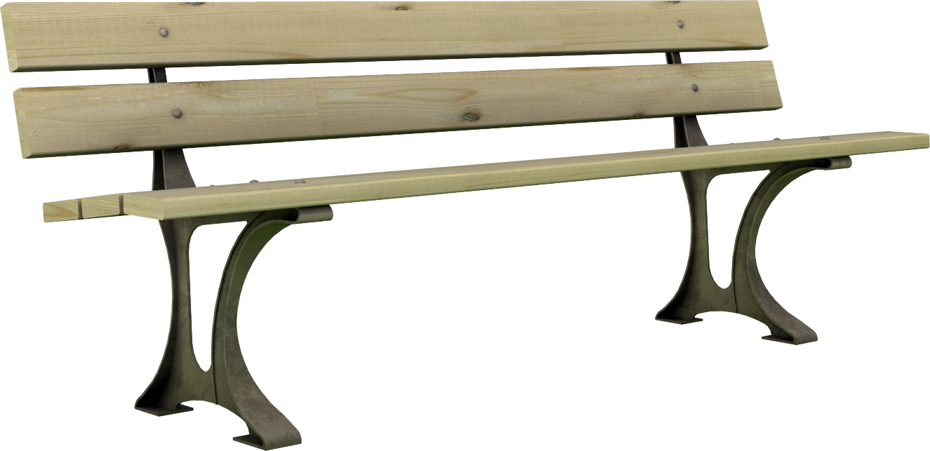 Panchina in legno con basamento in ghisa realizzata da Linea Montanalegno - ILT