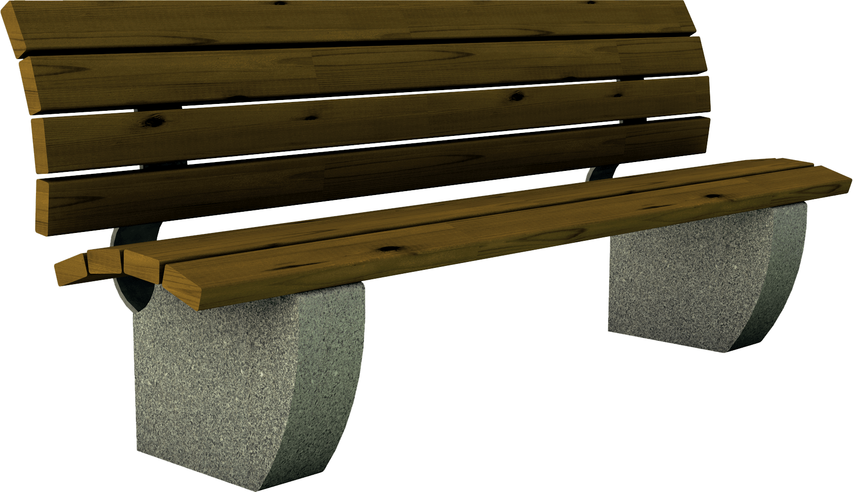Panchina in legno di pino o larice e basamento in granulato di pietra realizzata da Linea Montanalegno